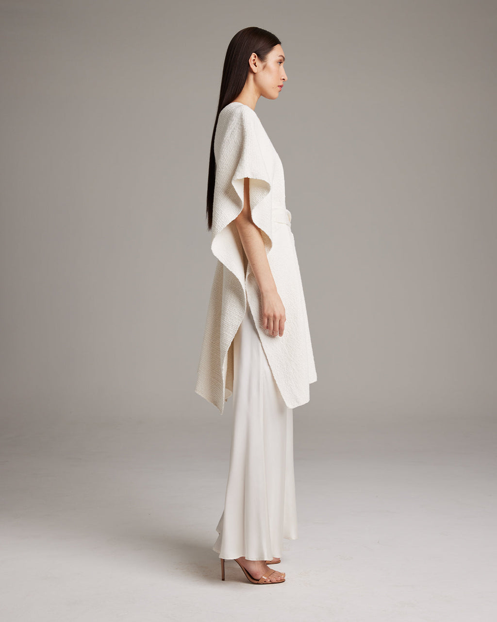 Textured Cotton Solid Kaftan - White