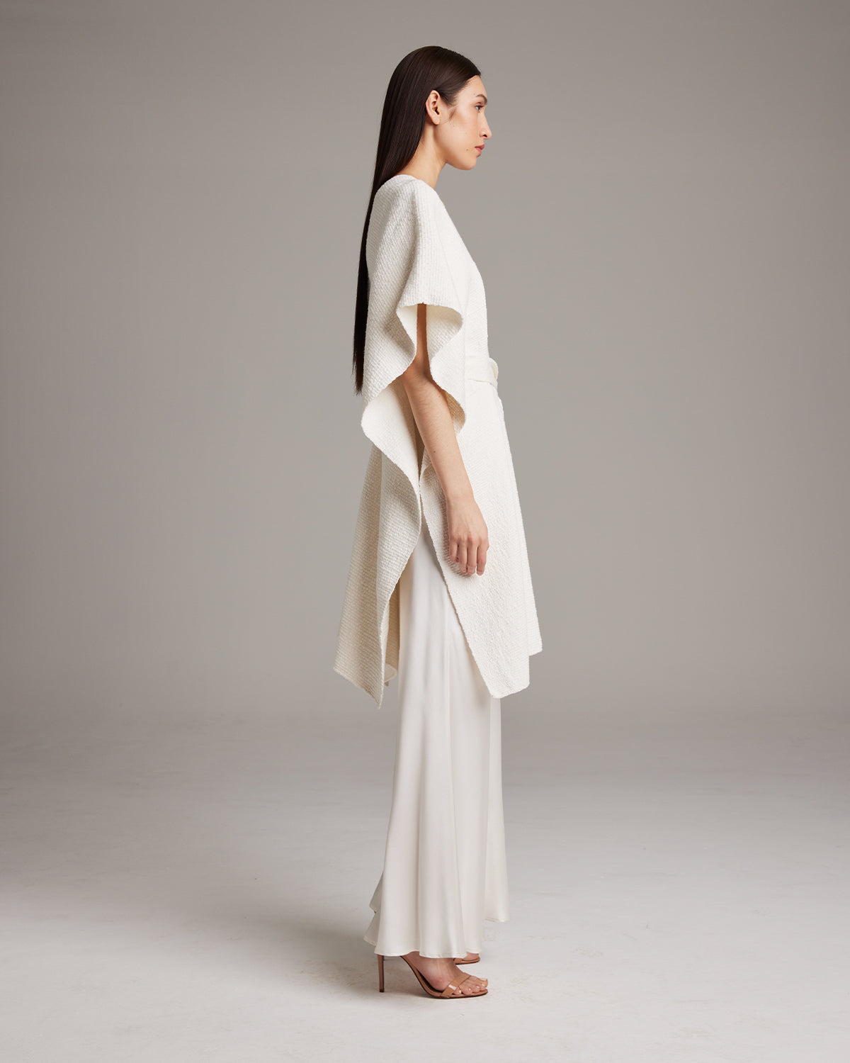 Textured Cotton Solid Kaftan - White