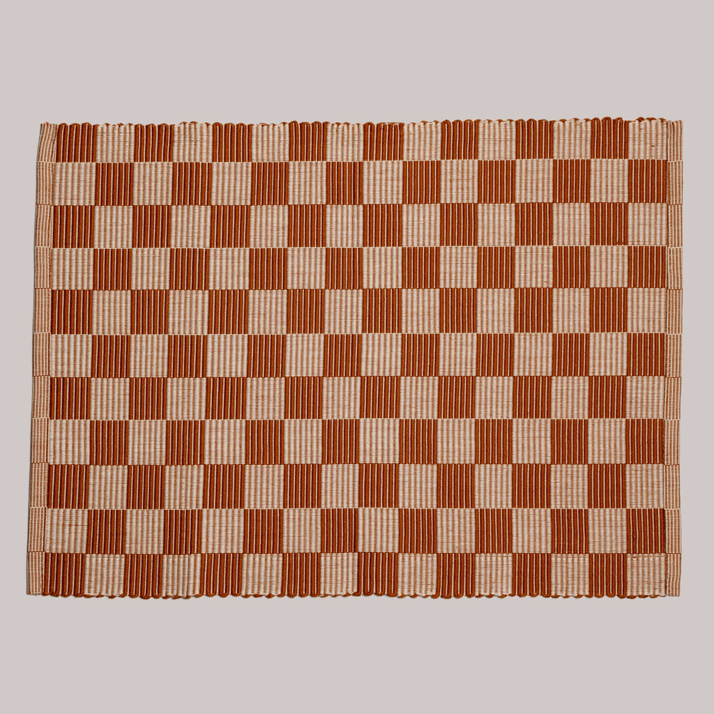 Handloomed Checkered Placemats - Brown