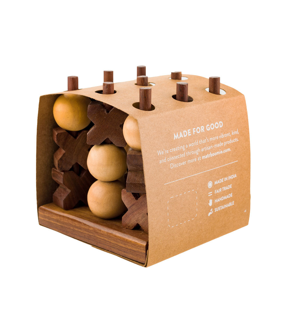 3D Tic-Tac-Toe Game Set (Handcrafted Wood)