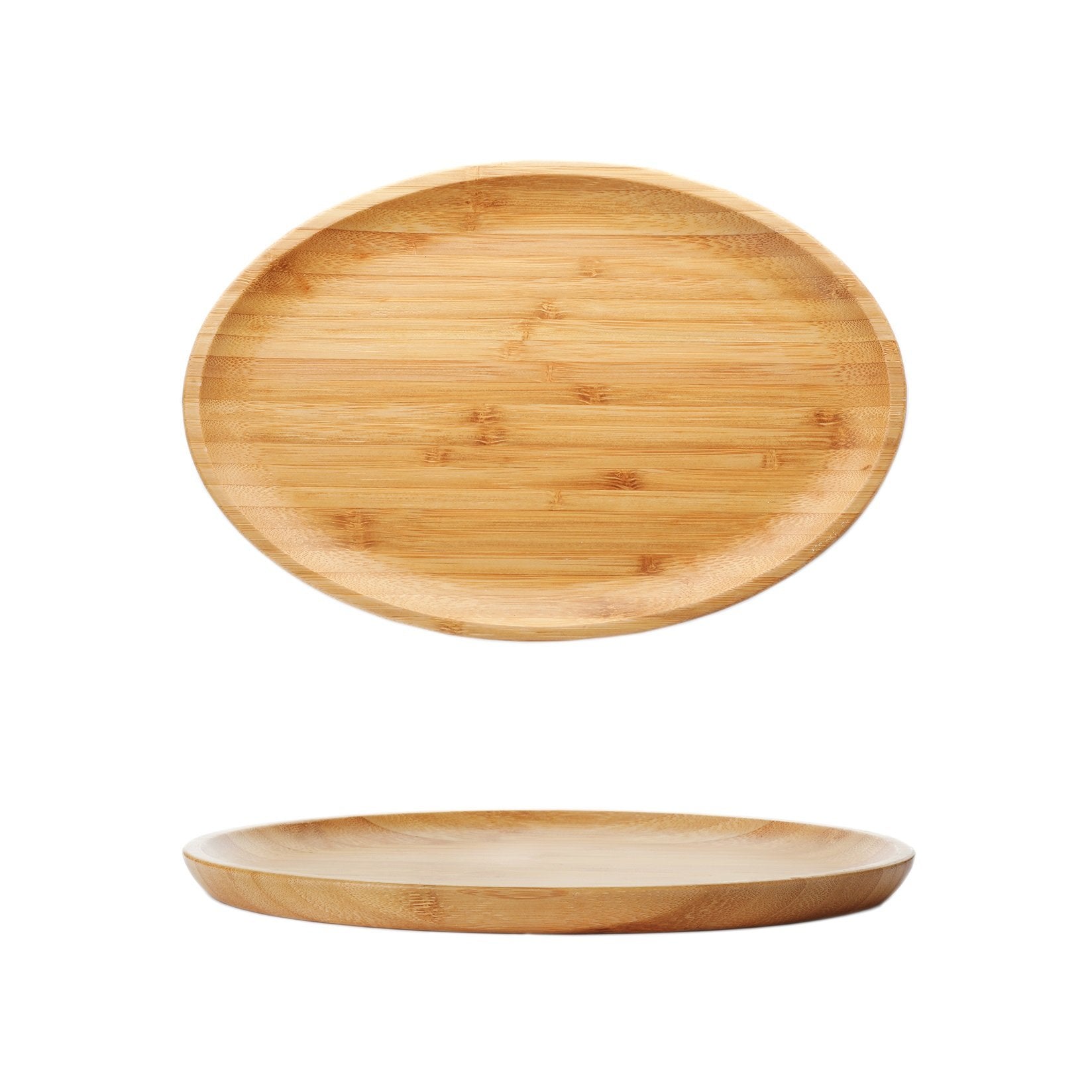 SET OF 3 OVAL BAMBOO PLATTERS