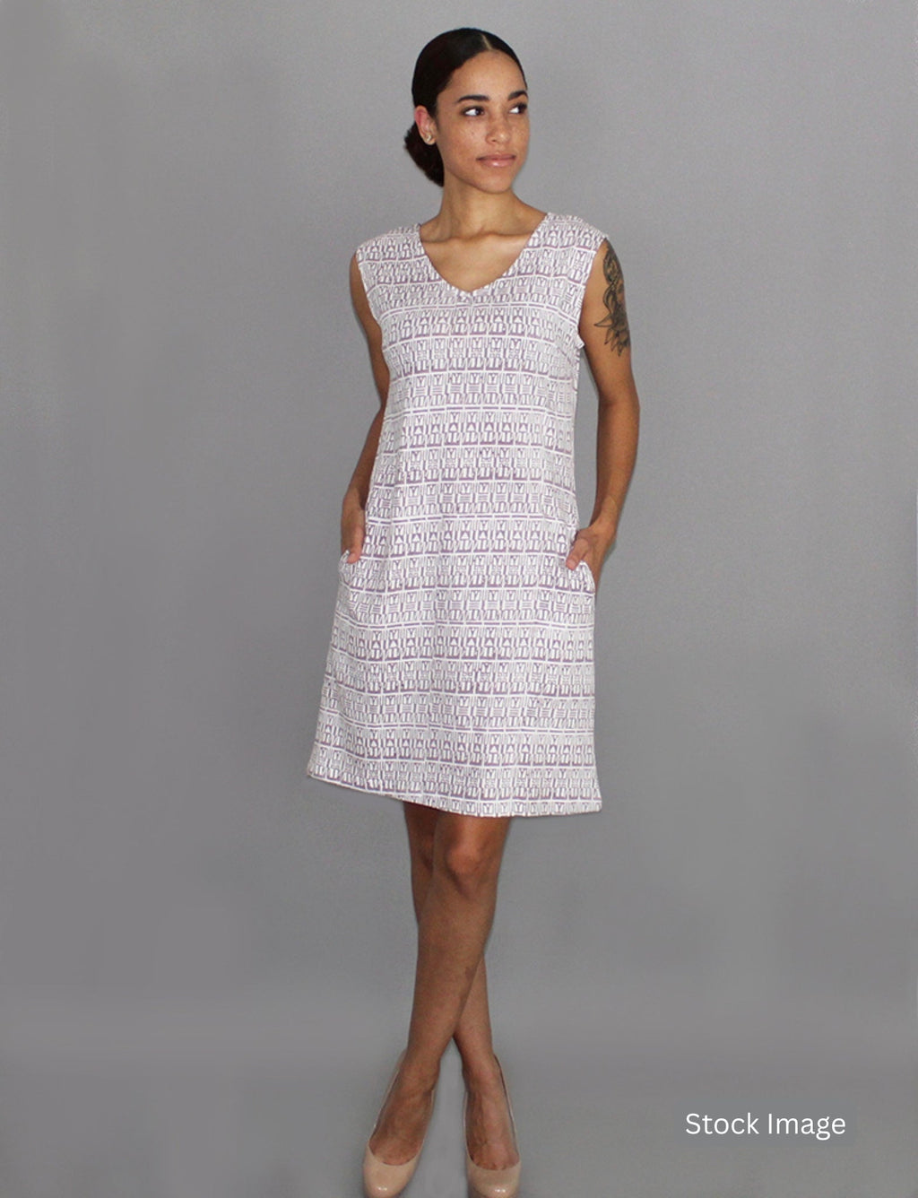 Geo Mauve Organic Dress