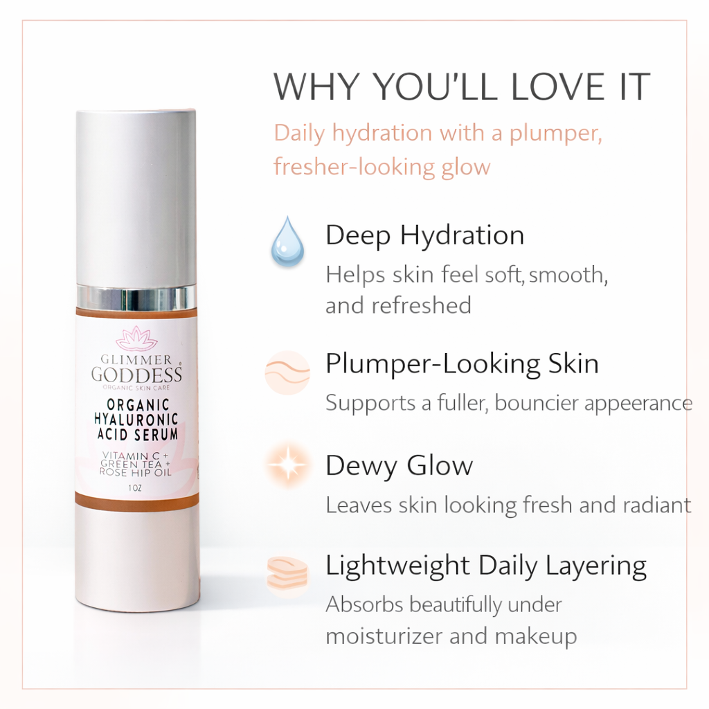 Organic Hyaluronic Acid Face Serum – Plumping Hydration 1 oz.