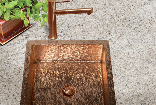 15" Square Hammered Copper Bar Sink