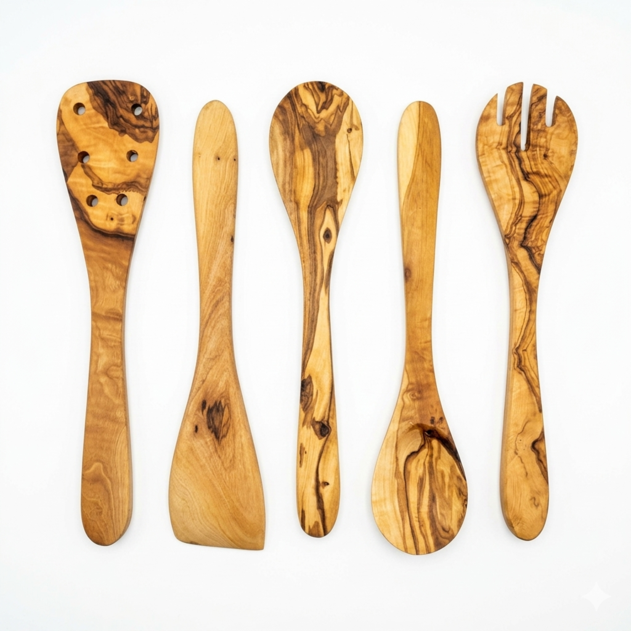 Olive Wood Kitchen Servers Set (5-Pcs)