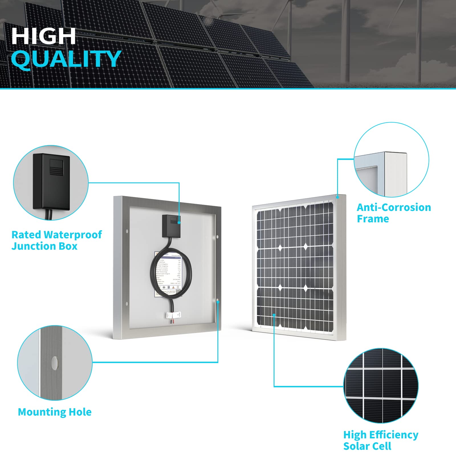 50 Watt 12 Volt Monocrystalline Solar Panel
