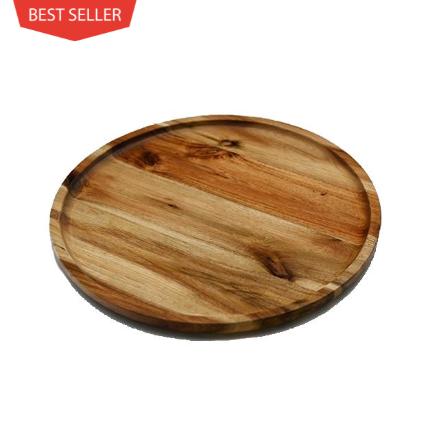 Zavis Green Acacia Wood Round Stackable Plate / Platter