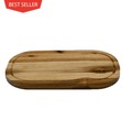 Zavis Green Acacia Wood Serving Rounded Cutting Board With Juice Groove