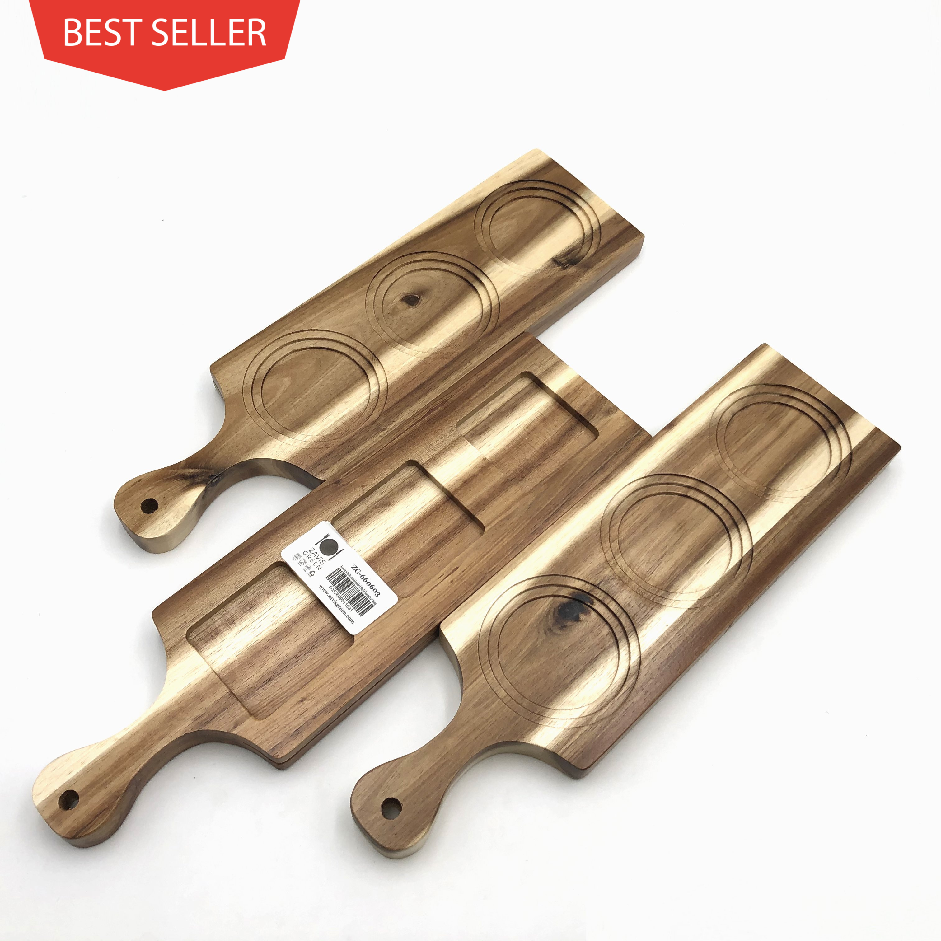 Zavis Green Acacia Wood 3 Hole Double-Sided Flight Board