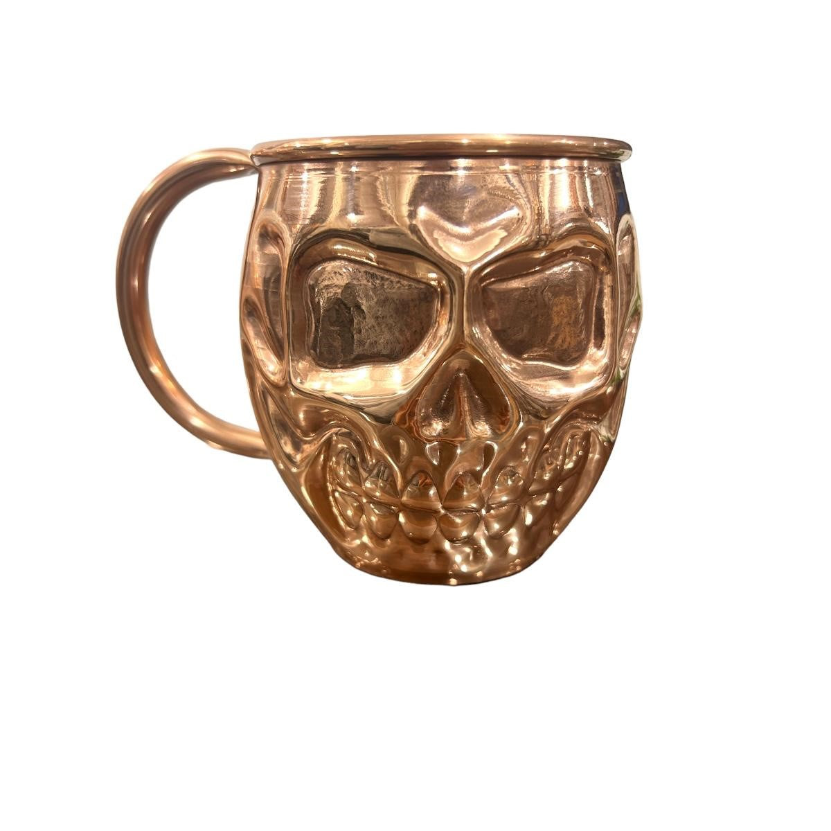 Set of Two Copper Skull (Day of the Dead) Shaped Mugs - Plain and Shiny Finish