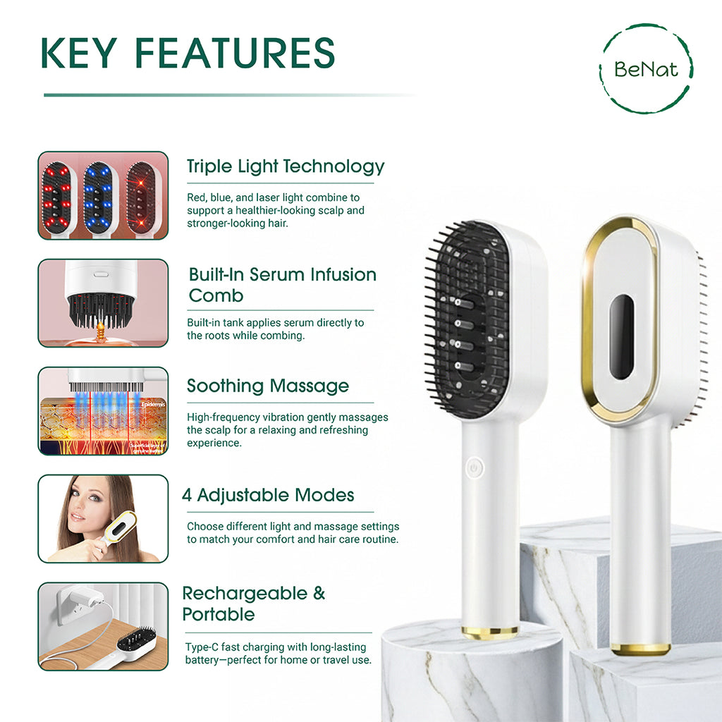 Multi-Functional 3-in-1 Scalp Massager and Oil Applicator Brush