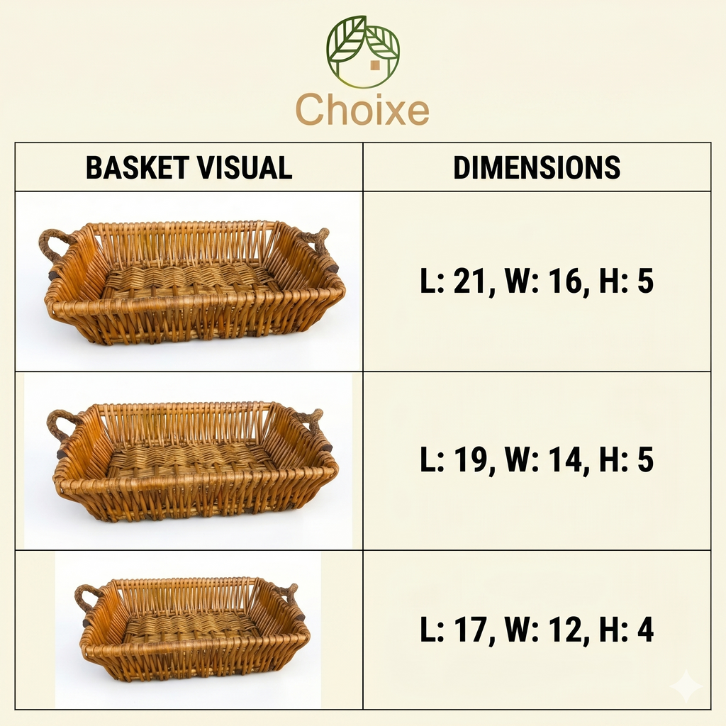 Woven Willow Home Organization Baskets (Set of 3)