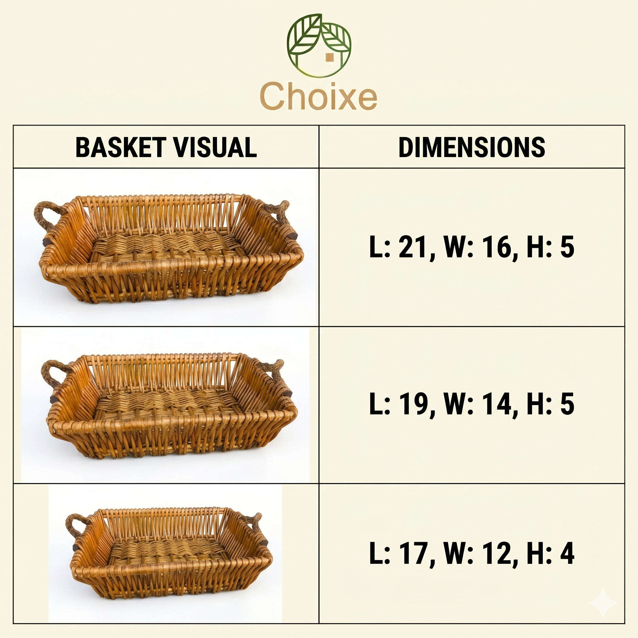 Woven Willow Home Organization Baskets (Set of 3)