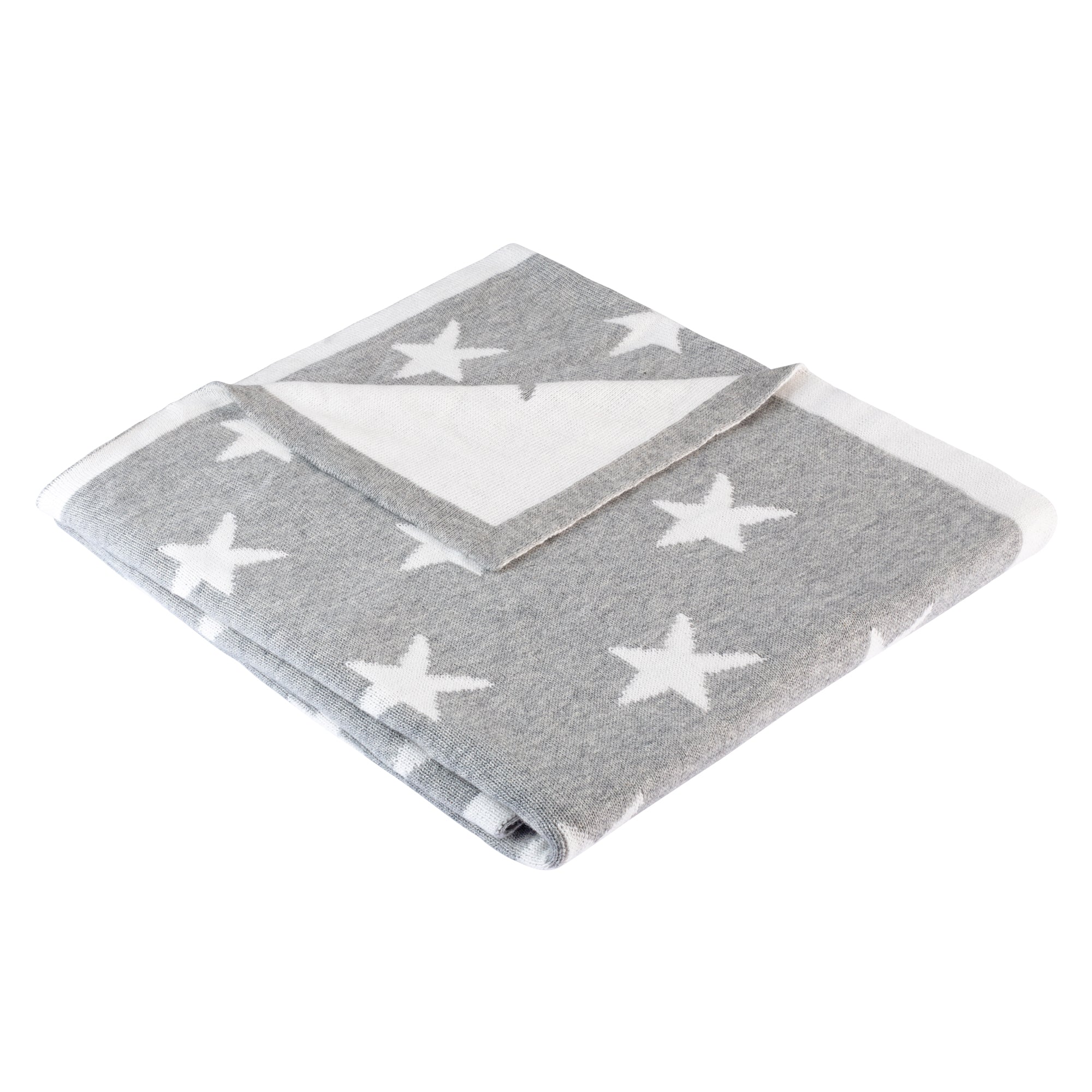 100% Cotton Knit Baby Blanket (Grey/White)