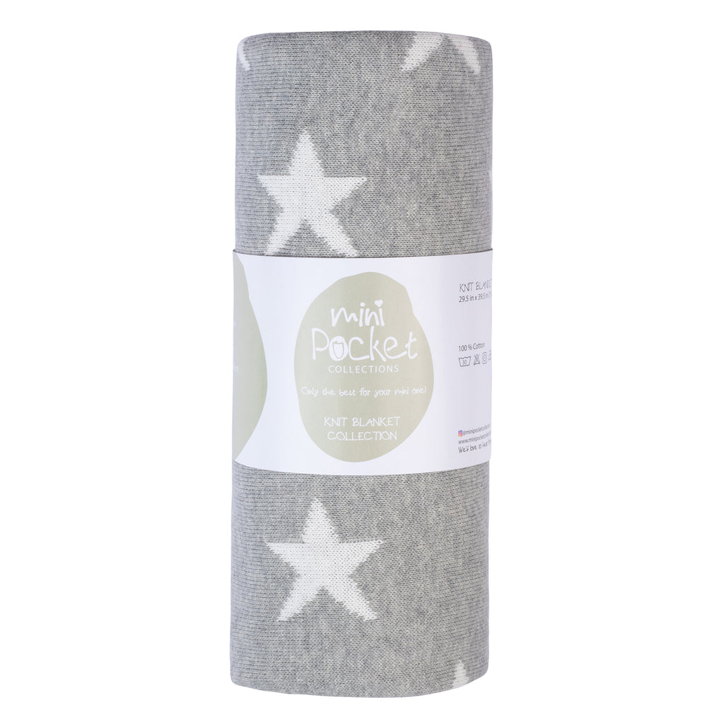 100% Cotton Knit Baby Blanket (Grey/White)