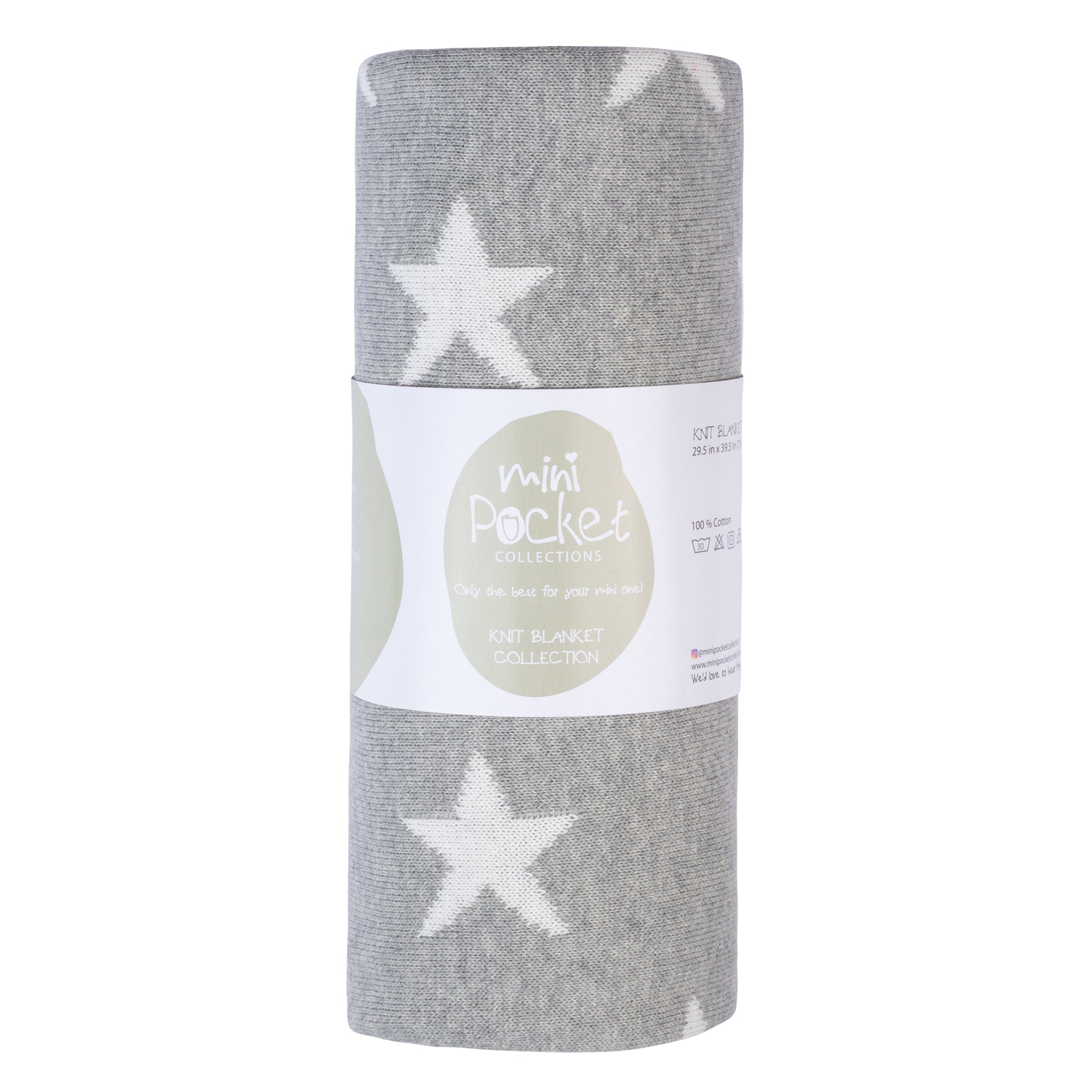 100% Cotton Knit Baby Blanket (Grey/White)