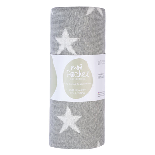 100% Cotton Knit Baby Blanket (Grey/White)