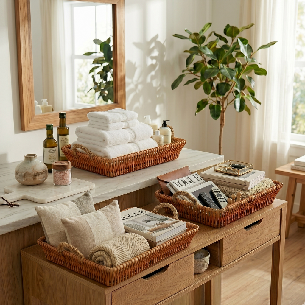 Woven Willow Home Organization Baskets (Set of 3)