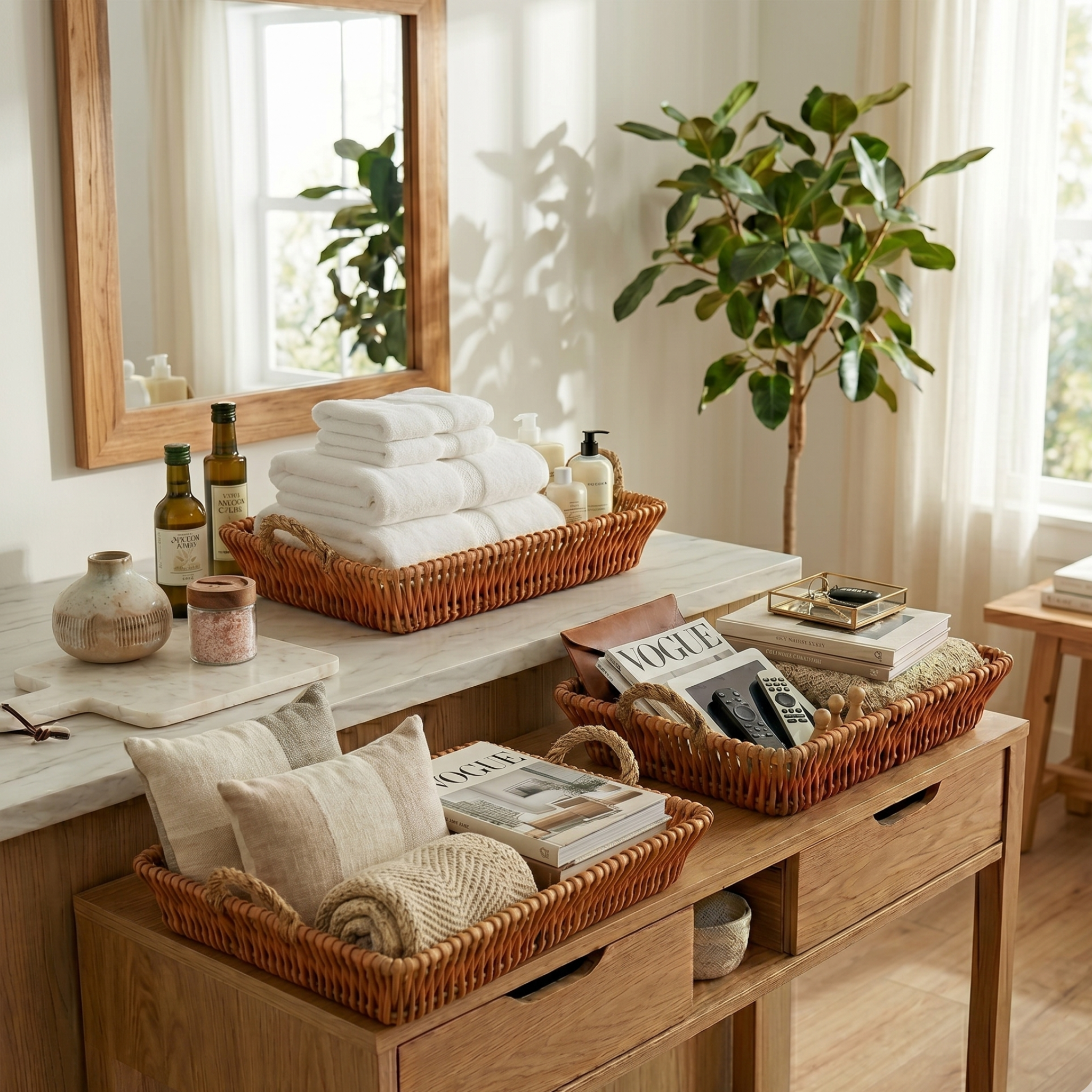 Woven Willow Home Organization Baskets (Set of 3)