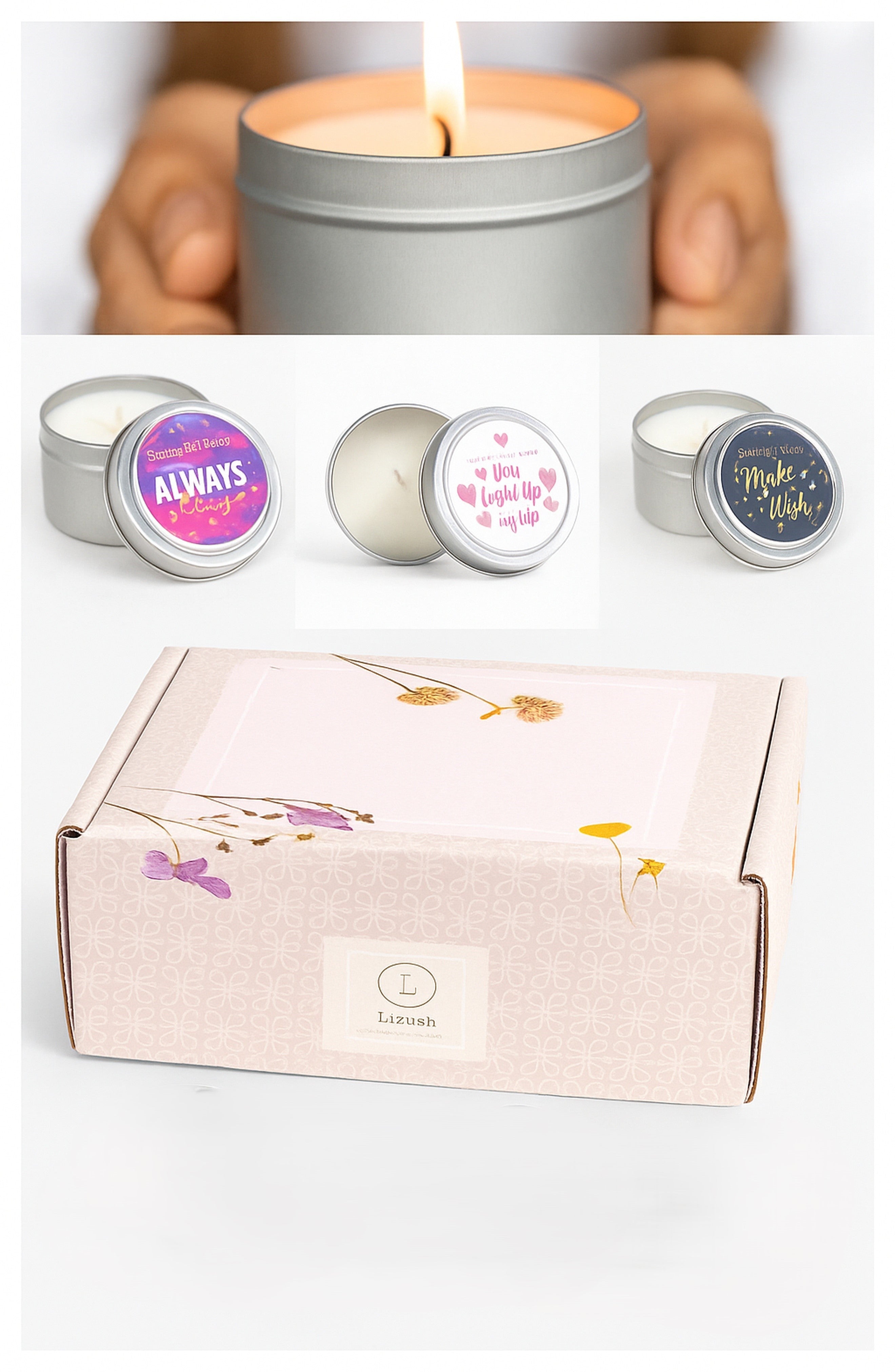 Trio of Tin Soy Candles - Bergamot & Lavender Essential Oils