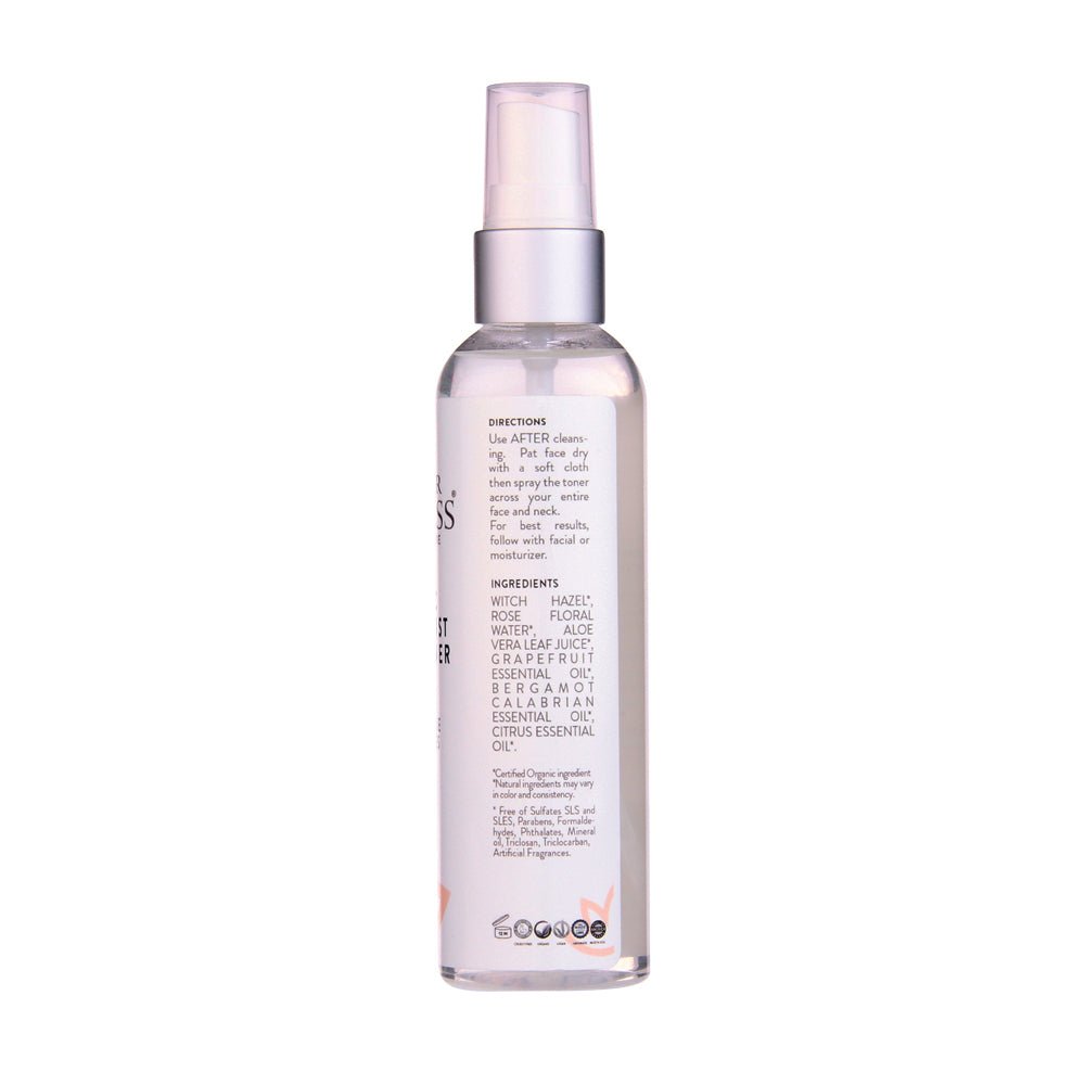 Organic Rose Water Citrus Twist Facial Toner with Witch Hazel & Aloe for Pore Tightening
