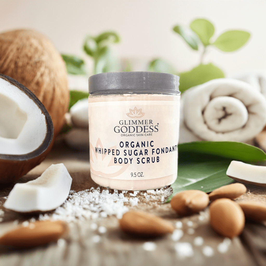 Organic Whipped Sugar Body Scrub – Crepey Skin Treatment & Exfoliator (10oz)