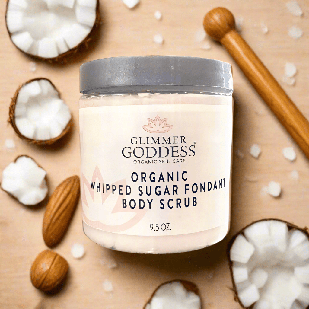 Organic Whipped Sugar Body Scrub – Crepey Skin Treatment & Exfoliator (10oz)