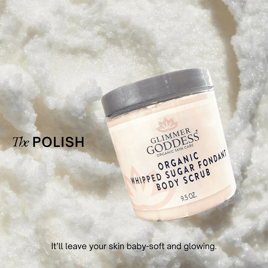 Organic Whipped Sugar Body Scrub – Crepey Skin Treatment & Exfoliator (10oz)