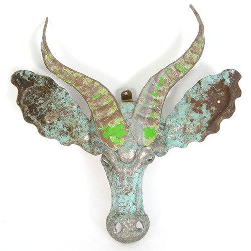 Springbok Animal Mask Metal Wall Art