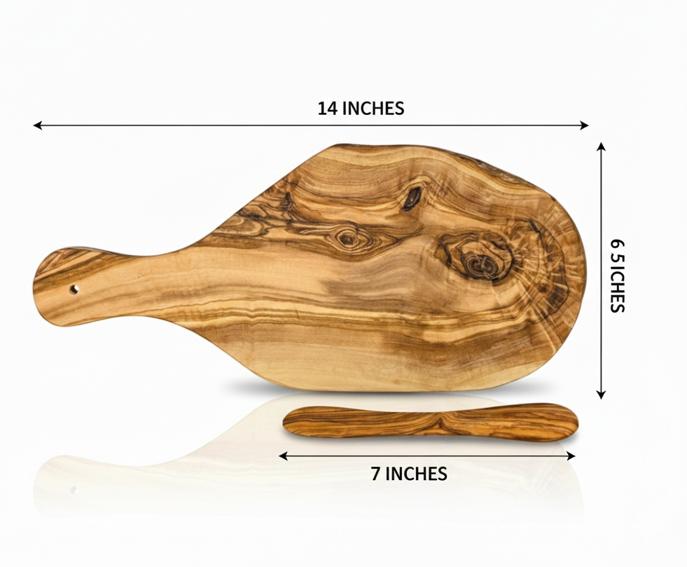 Mediterranean Olive Wood Bread & Butter Set (2-Pcs)
