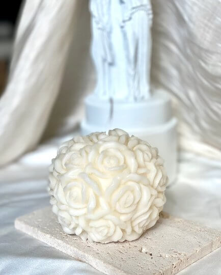 Rose Blossom Sculpture Candle (Ivory & Rose Pink)
