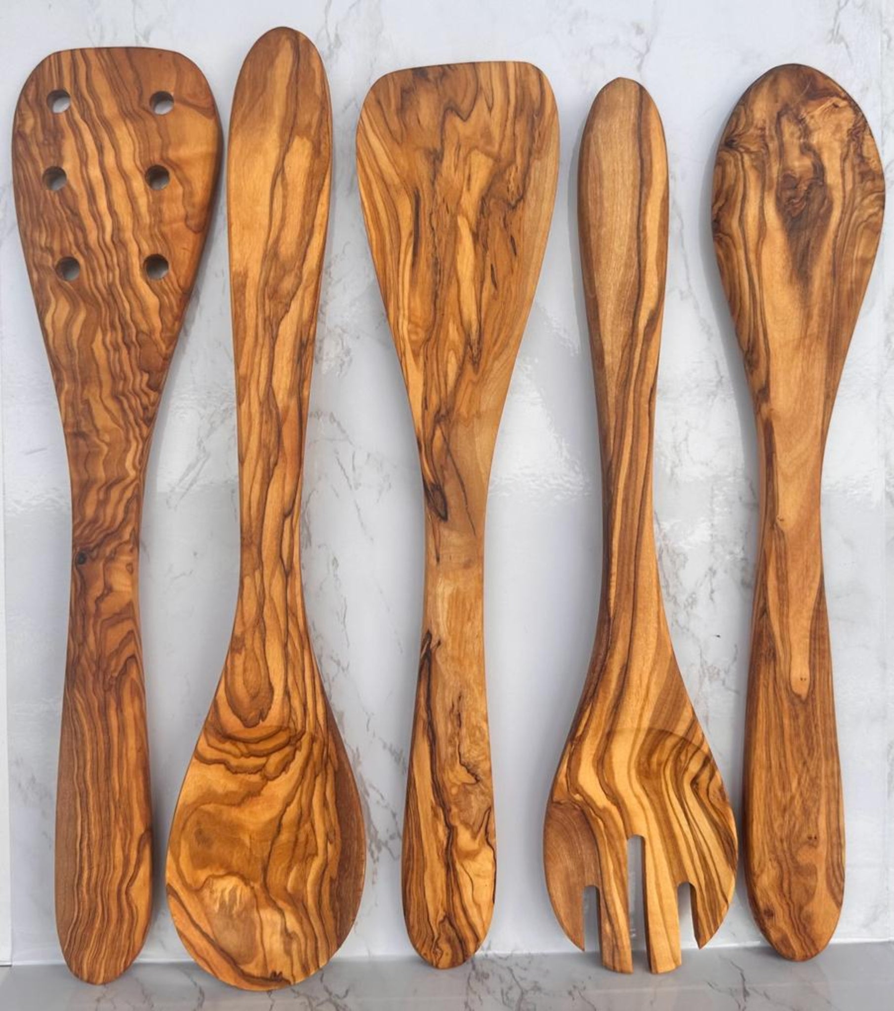Olive Wood Kitchen Servers Set (5-Pcs)