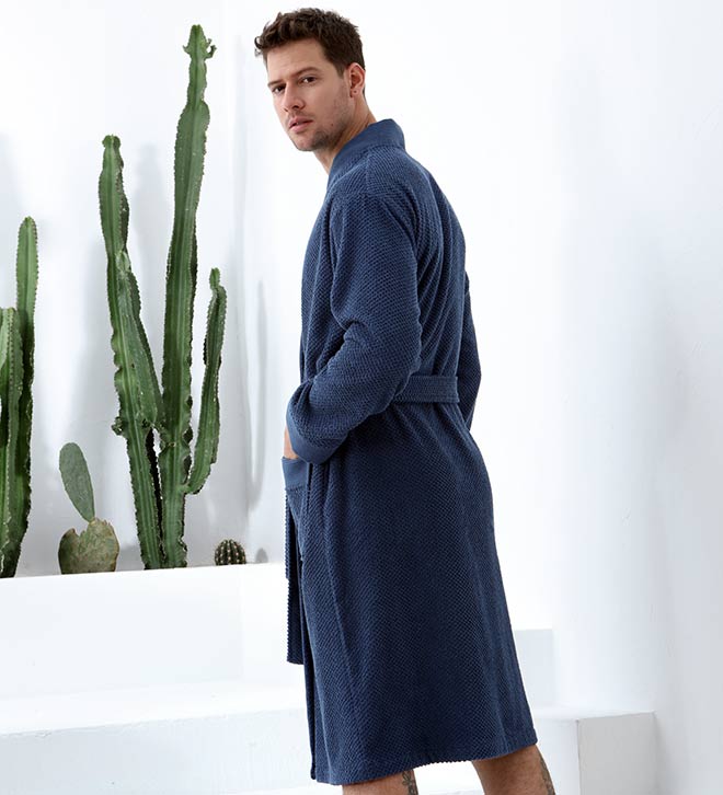 Men's Organic Turkish Terry Cloth Kimono Bathrobe