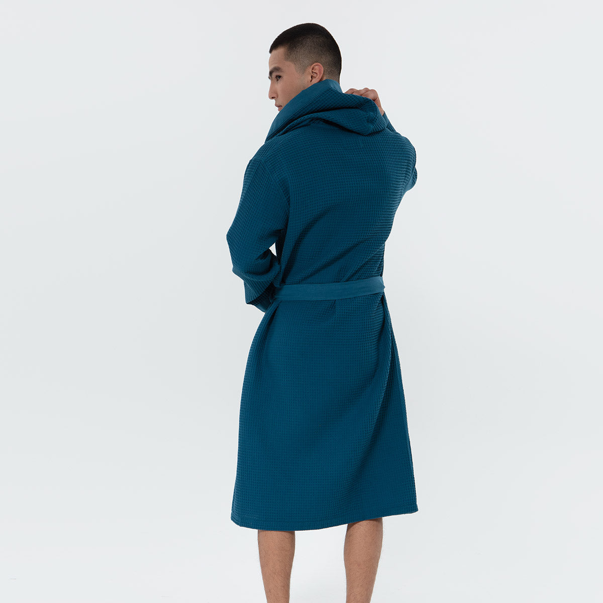 Men's Hooded Turkish Cotton Waffle Robe