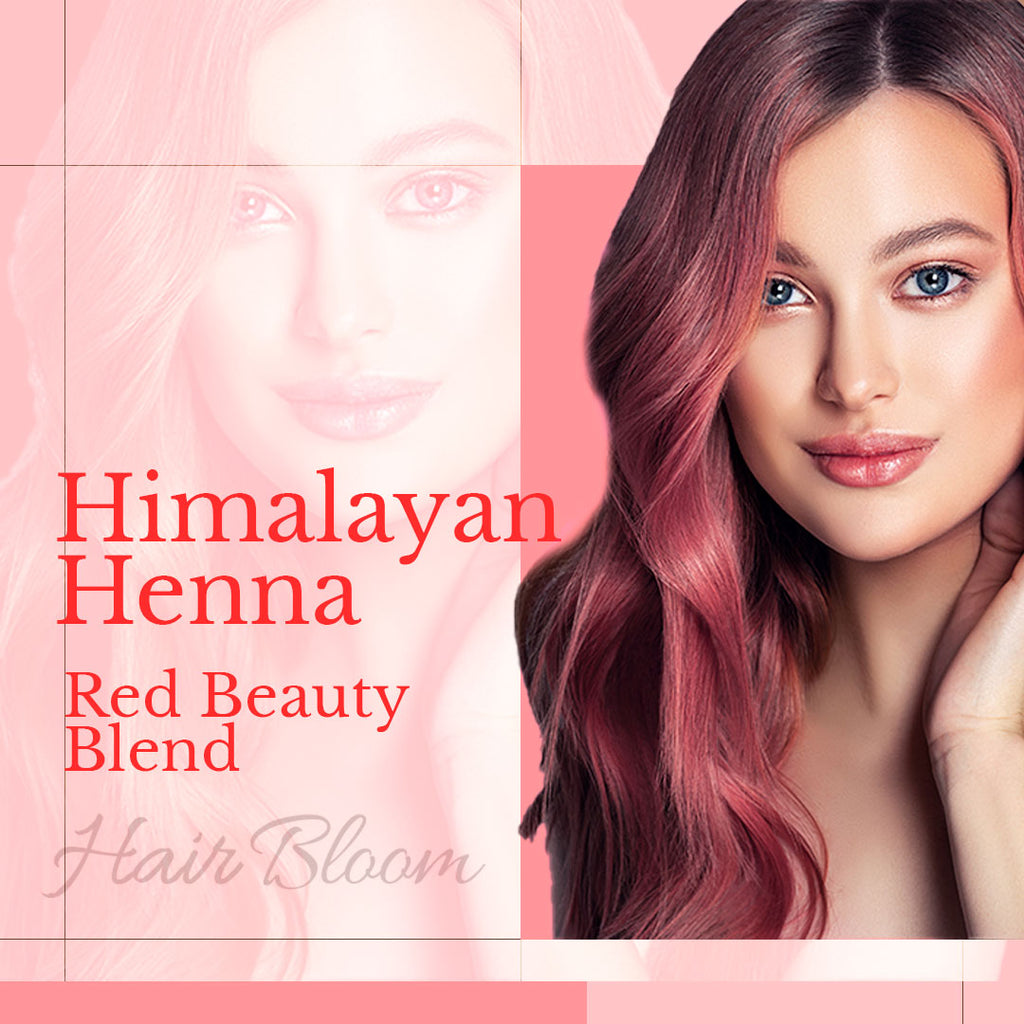 Hair Bloom Natural Red Hair Color Henna & Mix Himalayan Herb Powder with Reusable Brush & Tray (12 Individual Sachets - 10gm each)