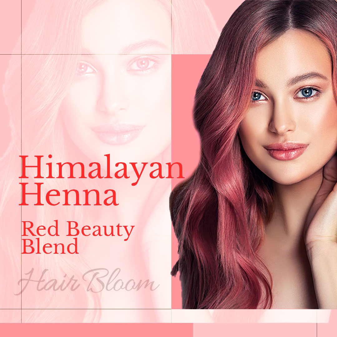 Hair Bloom Natural Red Hair Color Henna & Mix Himalayan Herb Powder with Reusable Brush & Tray (12 Individual Sachets - 10gm each)