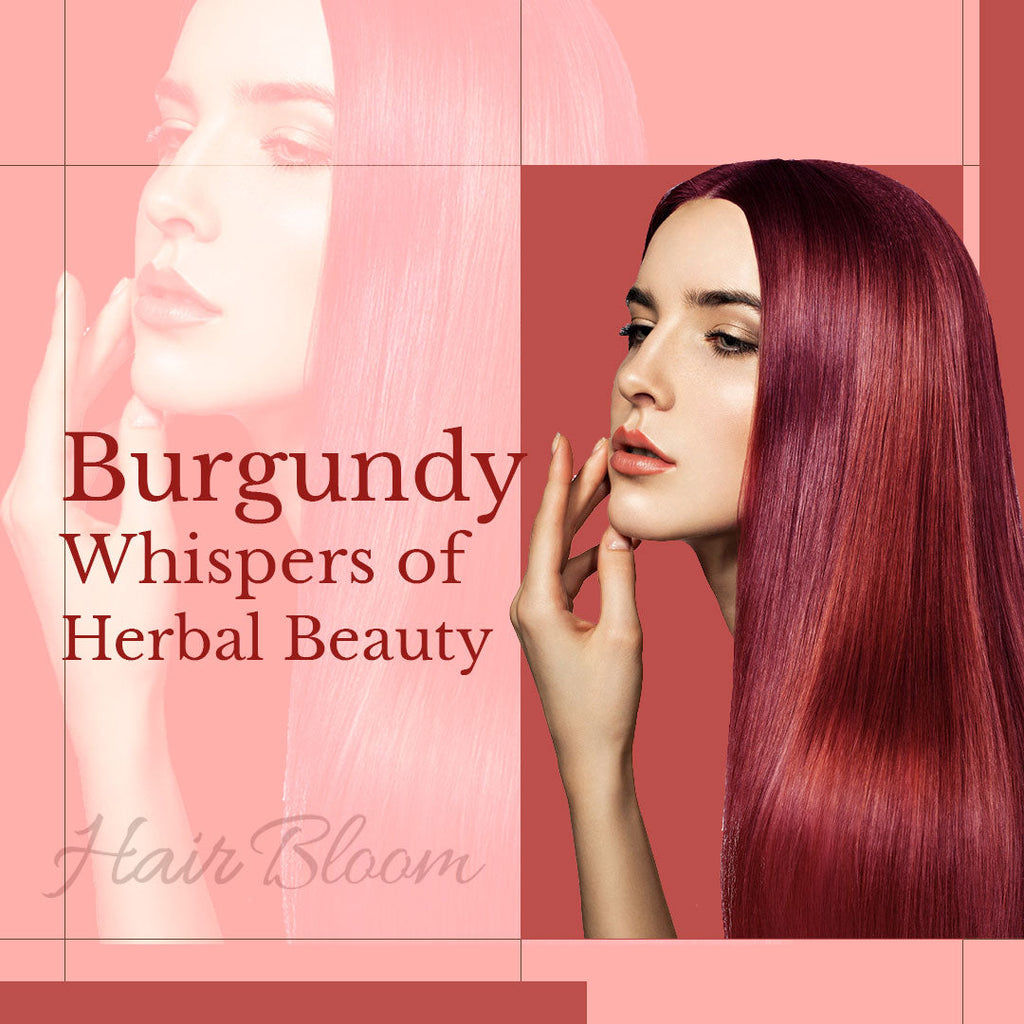Hair Bloom Natural Herbal Henna Burgundy Hair Color Powder with Reusable Brush & Tray (12 Individual Sachets - 10gm each)
