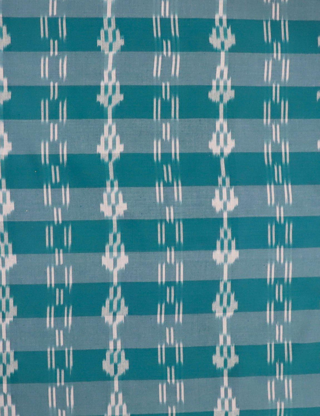 Teal Ikat Handwoven Cotton Fabric by the Yard