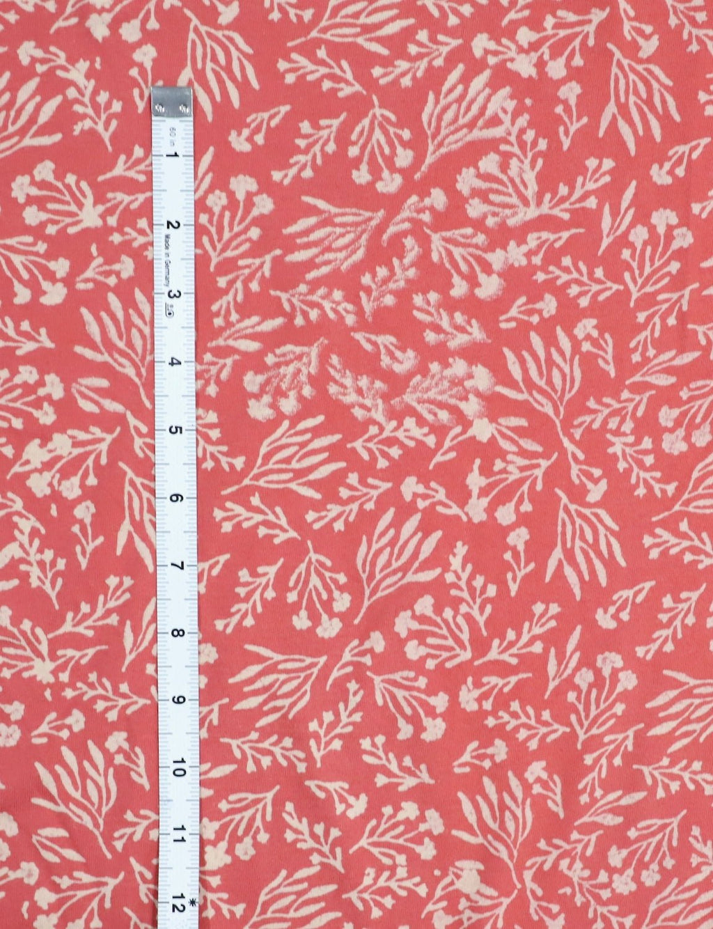 Terracotta Rose Botanical Block Printed Cotton Fabric by the Yard