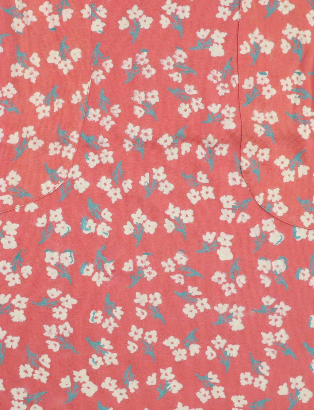 Terracotta Rose Small Floral Block Printed Cotton Fabric by the Yard