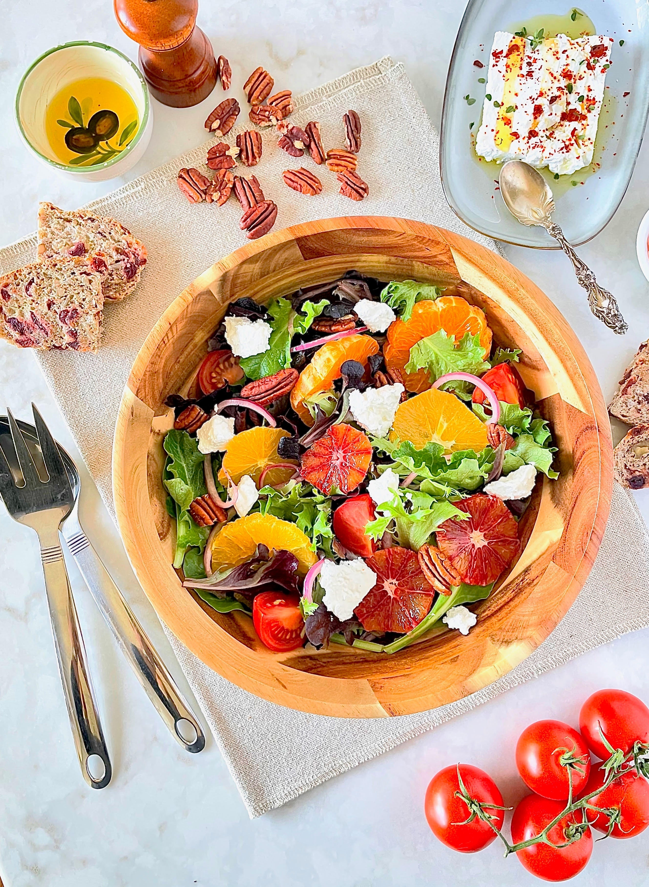 Zavis Green Acacia Wood Round Salad Bowl - 10" (Set of 6)