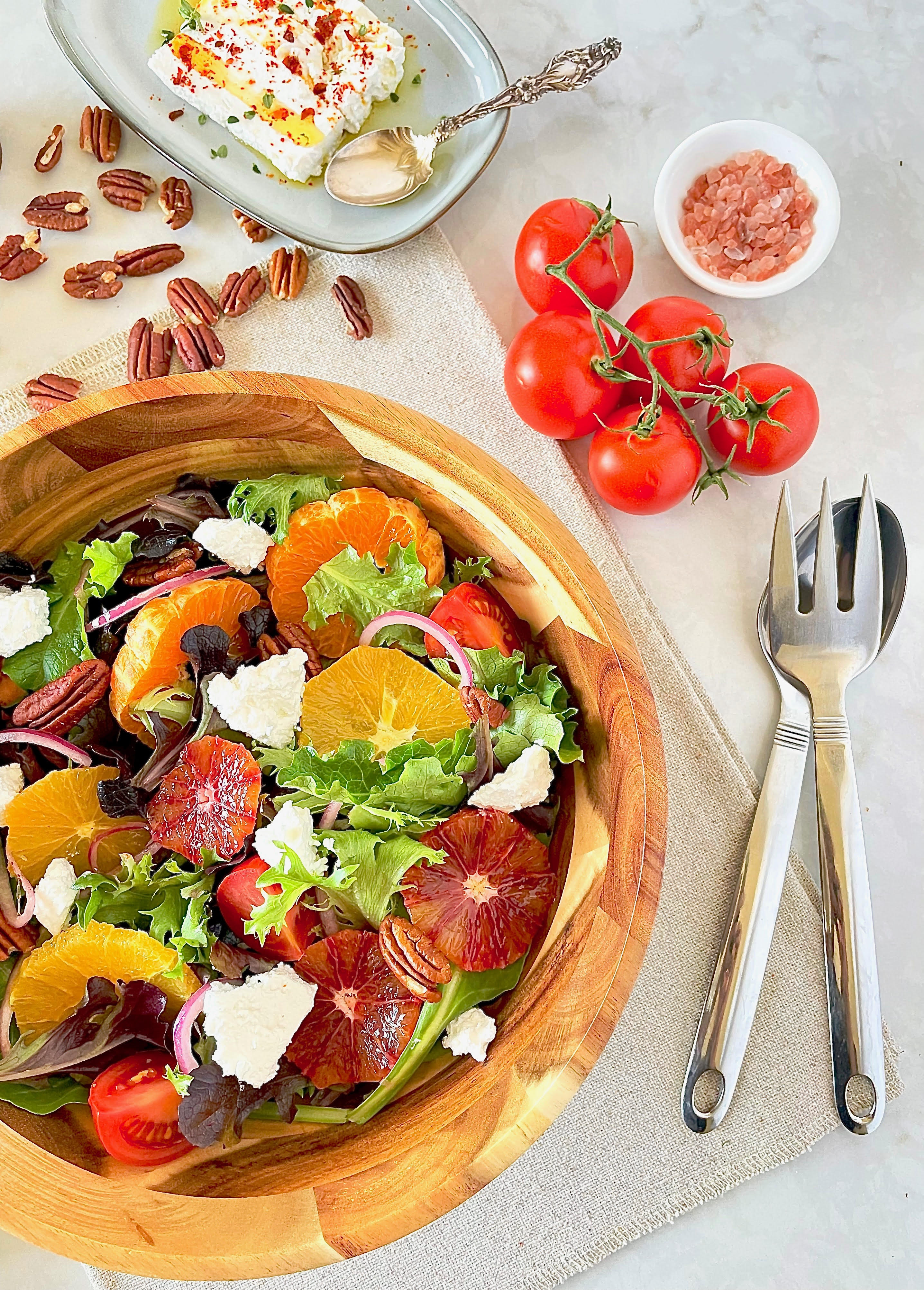 Zavis Green Acacia Wood Round Salad Bowl - 10" (Set of 6)