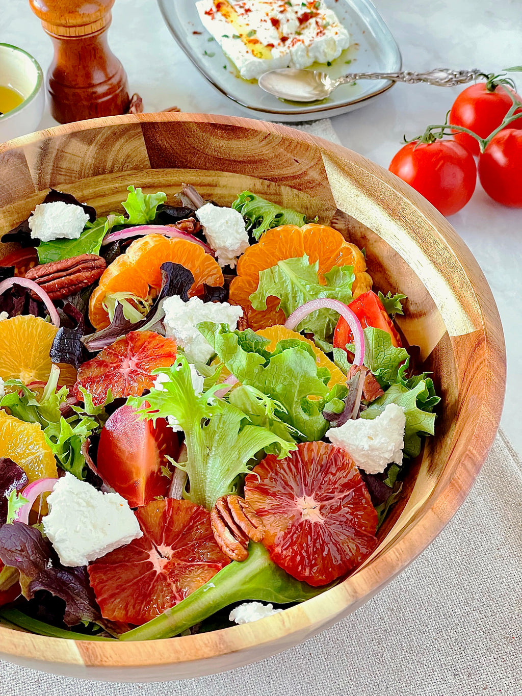 Zavis Green Acacia Wood Round Salad Bowl - 10" (Set of 6)