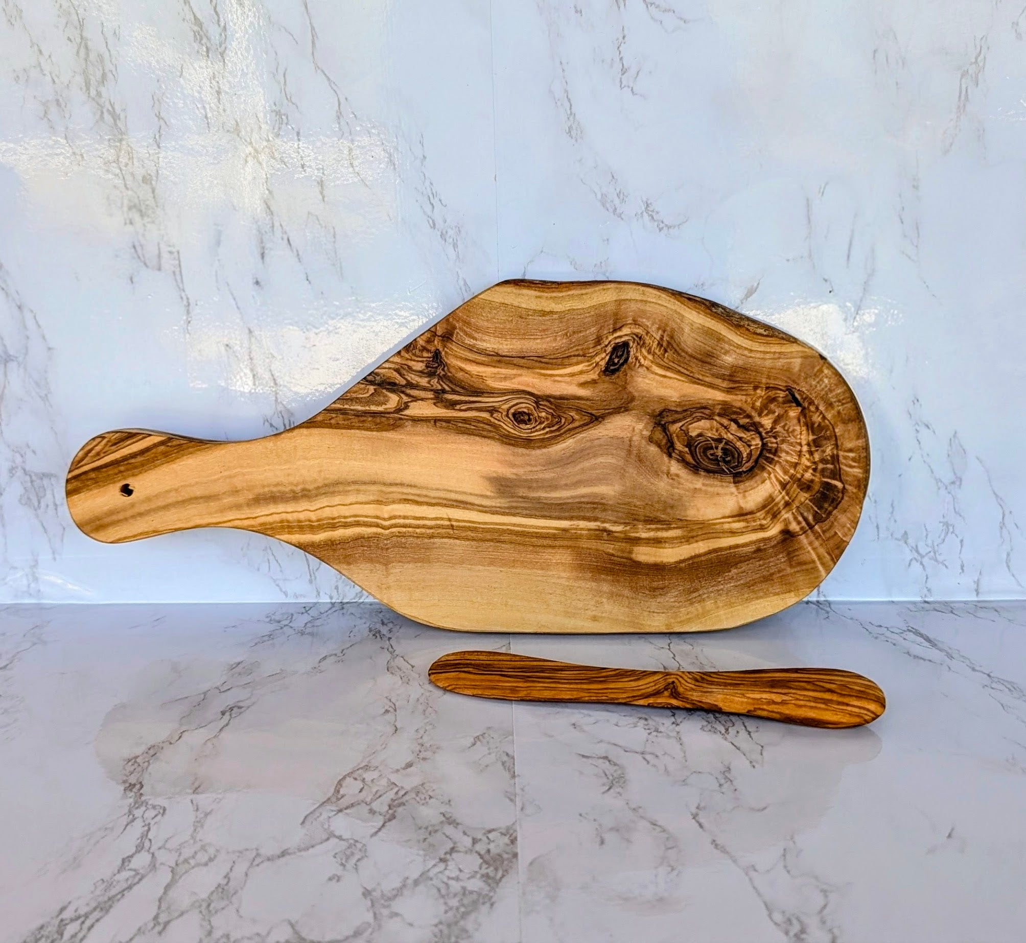 Mediterranean Olive Wood Bread & Butter Set (2-Pcs)