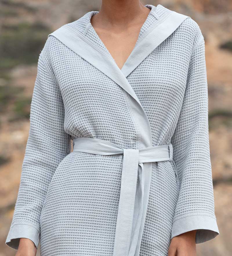 Women’s Turkish Cotton Waffle Hooded Robe