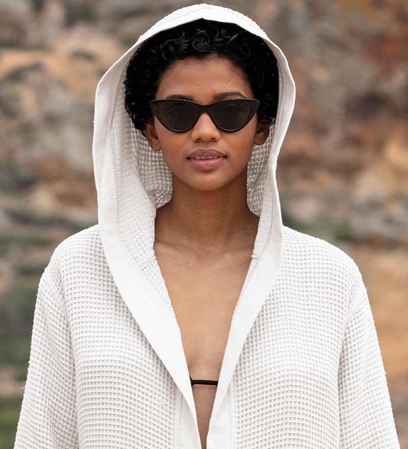 Women’s Turkish Cotton Waffle Hooded Robe