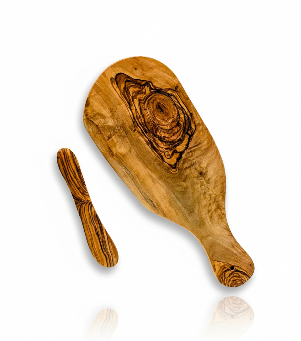 Mediterranean Olive Wood Bread & Butter Set (2-Pcs)